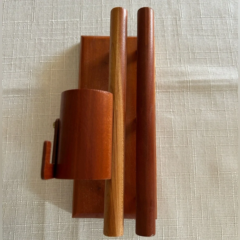 Vintage, Handcrafted Wooden mail and stamp holder
